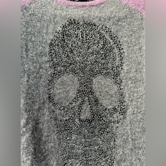 EUC 27 Miles Malibu 100% Cashmere Patricia Beaded Skull Sweater, size XS - Picture 5 of 13